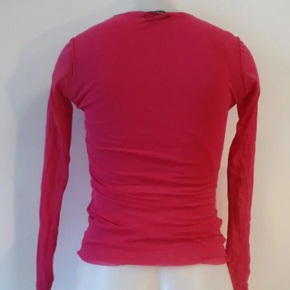 Womens Petit Pois Neon Pink Double Layer Mesh Long Sleeve Top XS - Picture 4 of 5